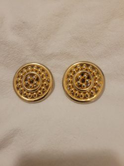 large 80s Gold PEP Signature Clip On Fashion Golden Earrings