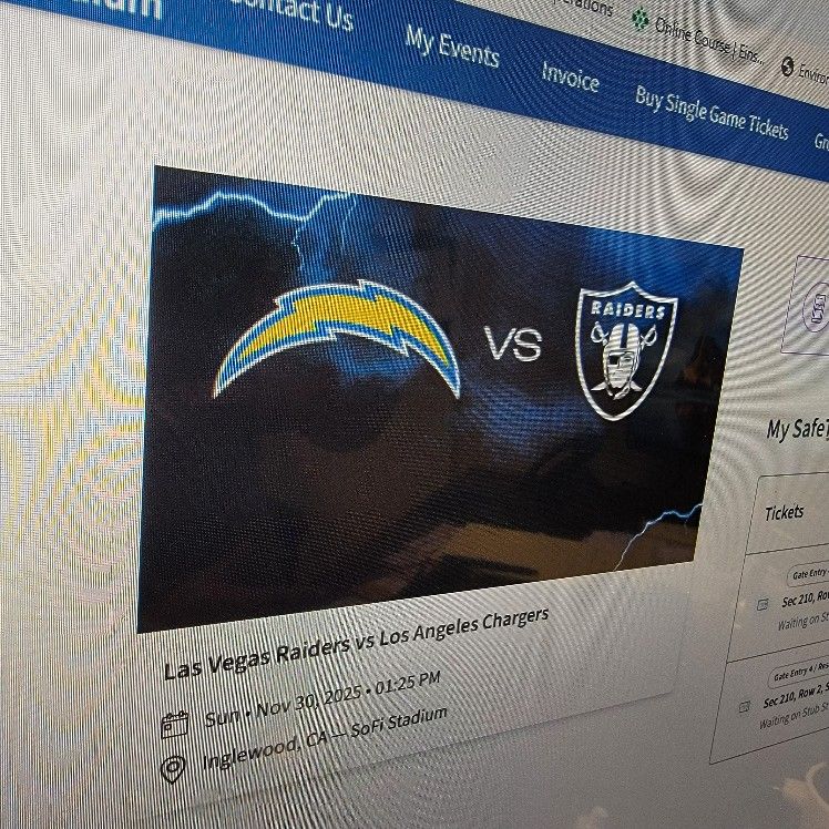 Raiders Vs Chargers Nov 30,2025
