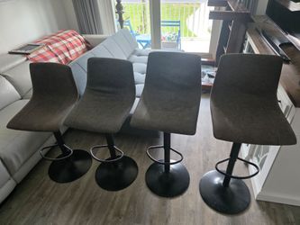4 Swivel/Adjustable Bar Top Chairs Faux Suede