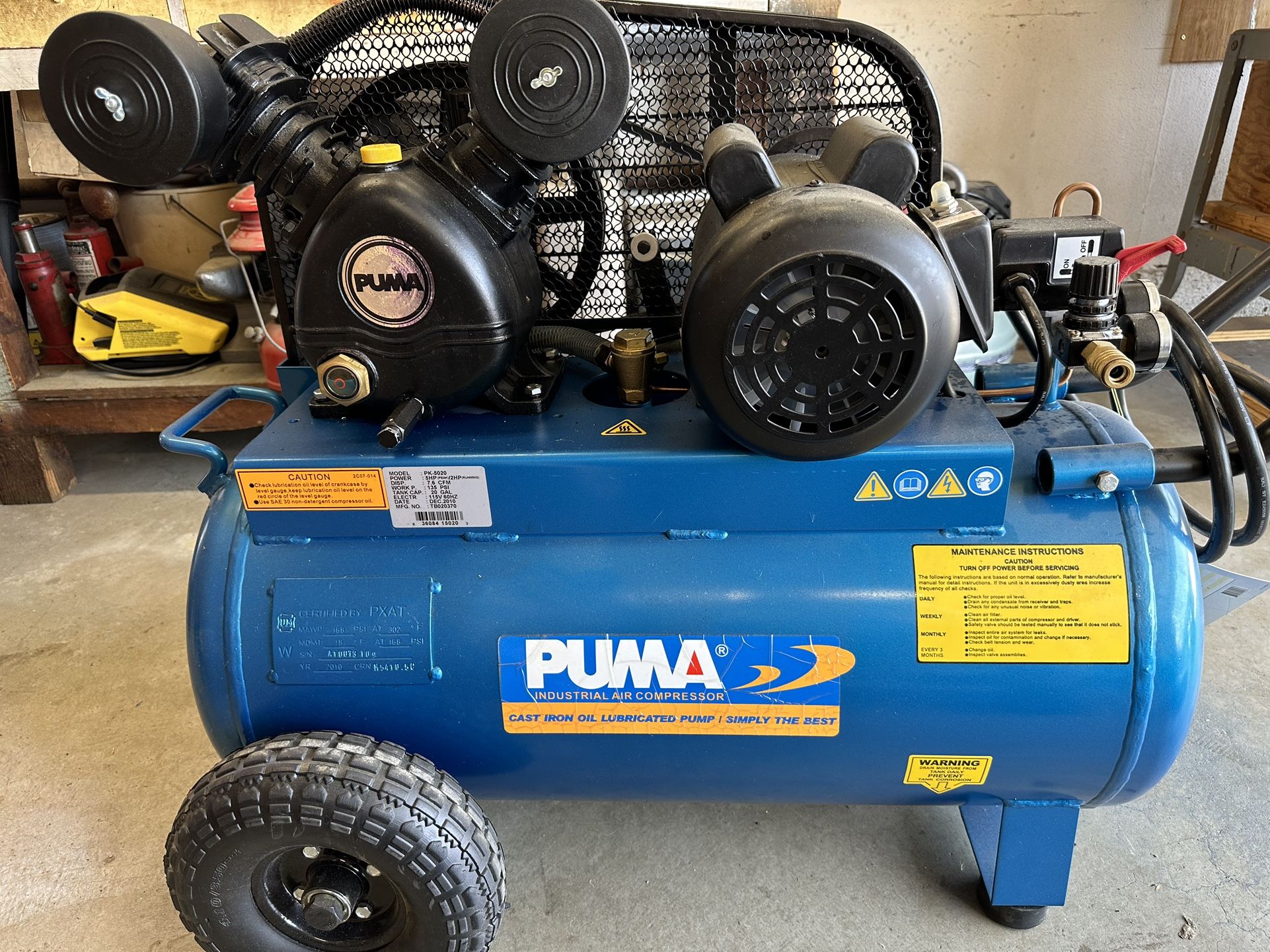 Brand New Puma 20 Gallon. Air Compressor