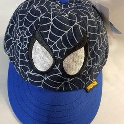 BLUE WEB  SPIDEY EYES KIDS BASEBALL HAT SZ 48CM
