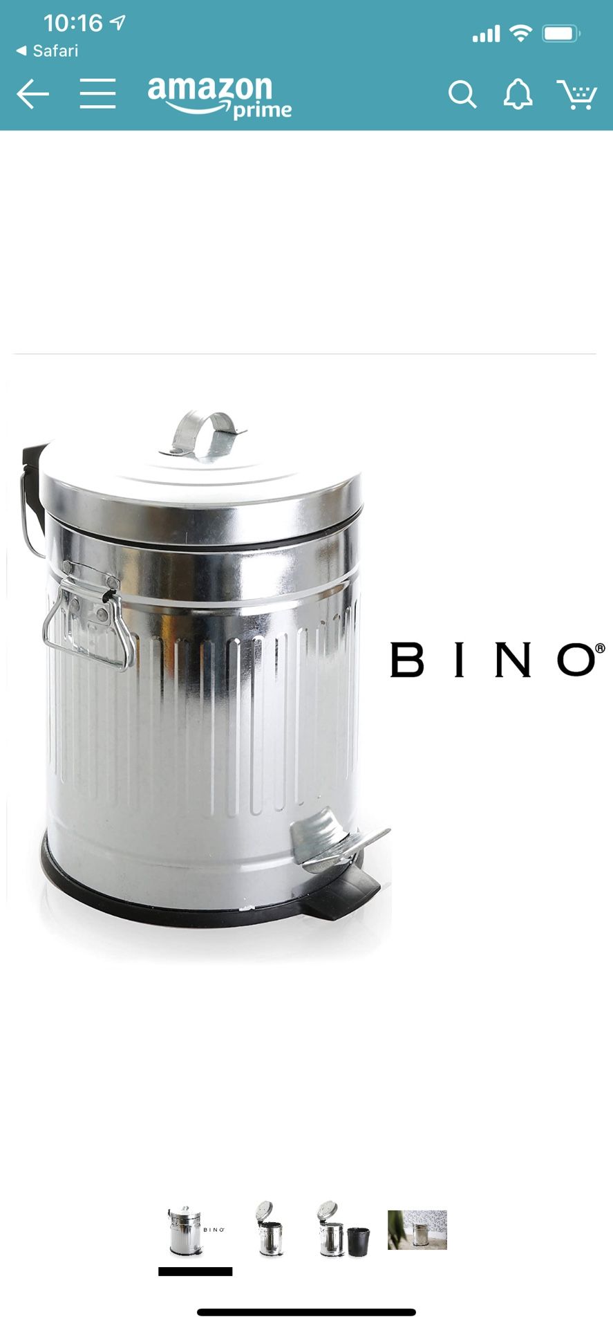 BINO Stainless Steel 1.3 Gallon / 5 Liter Round Oscar Step Trash Can, Galvanized Steel