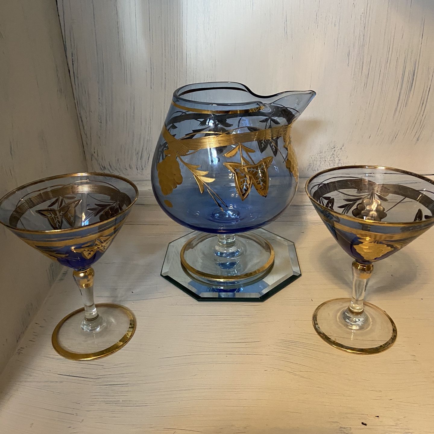 Beautiful Gold Inlay Brandy Set Collectors Item