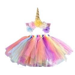 Unicorn Crown Tutu Skirt Set.Birthday Party Costume