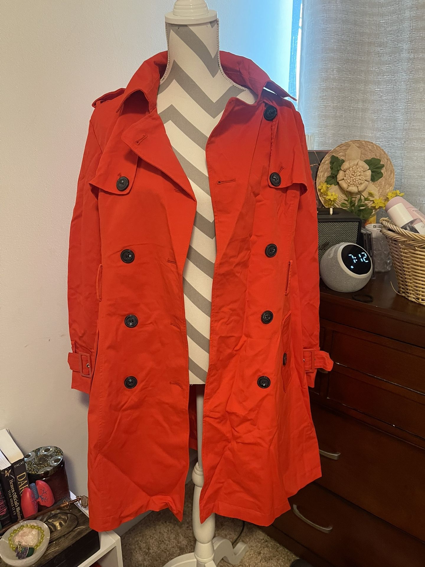 Bright Red Trench Jacket