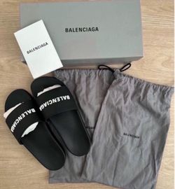 Balenciaga Logo Pool Slides Black SZ 11