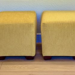A Pair of Mustard Color Chenille Ottoman