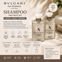 2x BVLGARI Eau Parfumée au Thé Blanc Shampoo Travel Size Hotel Toiletries New