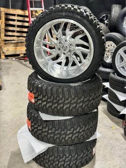 TIS Wheels 544BSM 22x12 6x135/6x139 Brushed Silver 33x12.50r22 MT Tires-We Finance