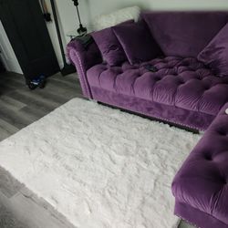 Purple Tuffed Sectional  