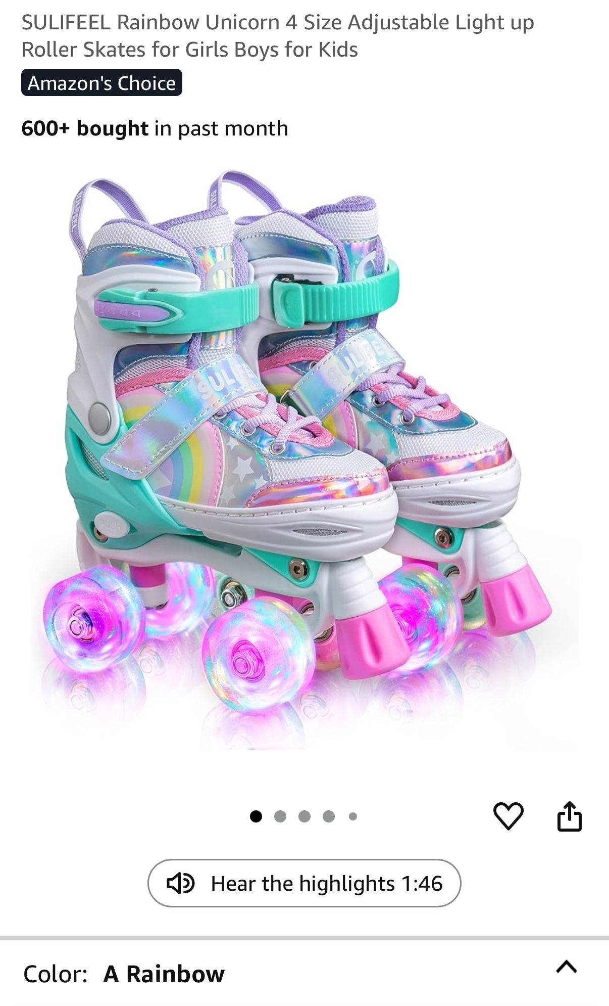  Girls Adjustable Roller Skates Elbow Knee Pads 