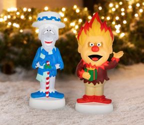 Brand New 32” LED Lighted Snow Miser & Heat Miser Christmas Blow Mold Figures