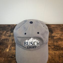 Busch Light Hat Gray Strapback Dad Hat Adjustable Beer Cap Brewery Logo