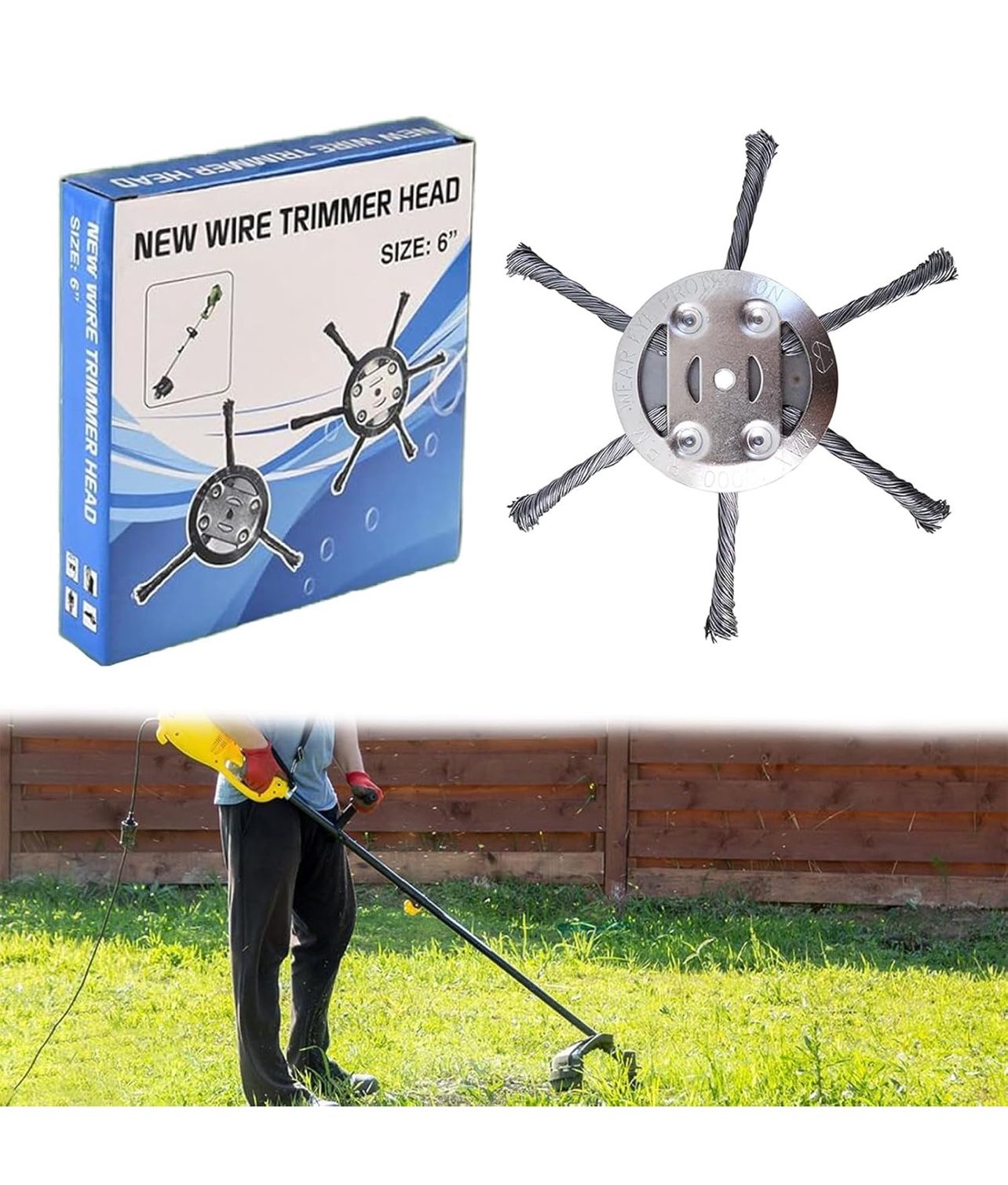 2025 Universal 6-Inch Trimmer Head - Steel Wire Replacement for Most Weed Eaters & Lawn Mowers | Heavy Duty Brush Cutting | Quick Tool-Free Install