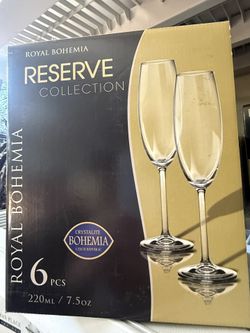Royal Bohemia Reserve Champagne Flutes – Set of 6 (220ml) – New - 4 BOXES, PRICE IS FOR EACH