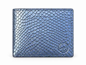 Navy Blue Snake Embossed Bifold Wallet