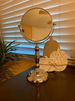 Chrome Double-Sided Vanity Mirror on Stand