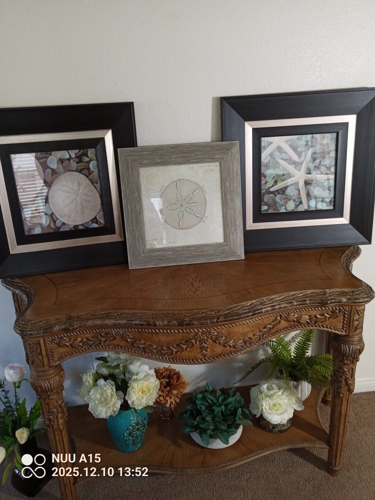 Great Condition 3 Framed Art Pieces, 23"X23" And 17"X17"