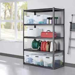 New In Box Whalen 5-Shelf Heavy Duty Steel Shelving Unit, 48" W x 24" D x 72" H, Black