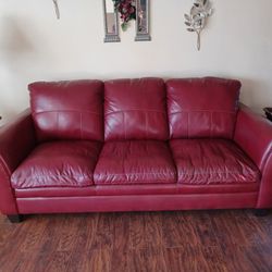 Faux Leather Burgundy Sofa Couch