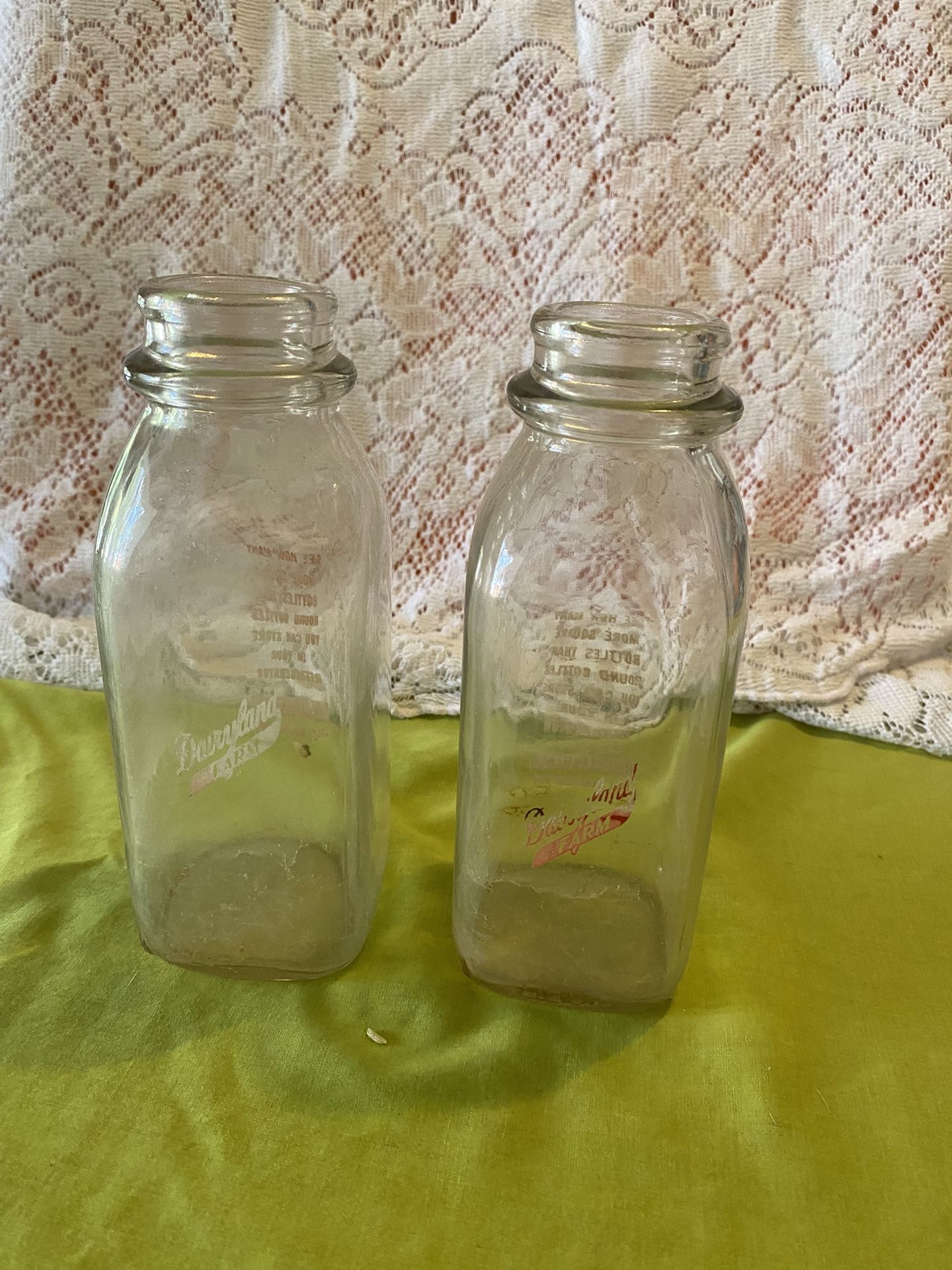 Antique pint milk bottles