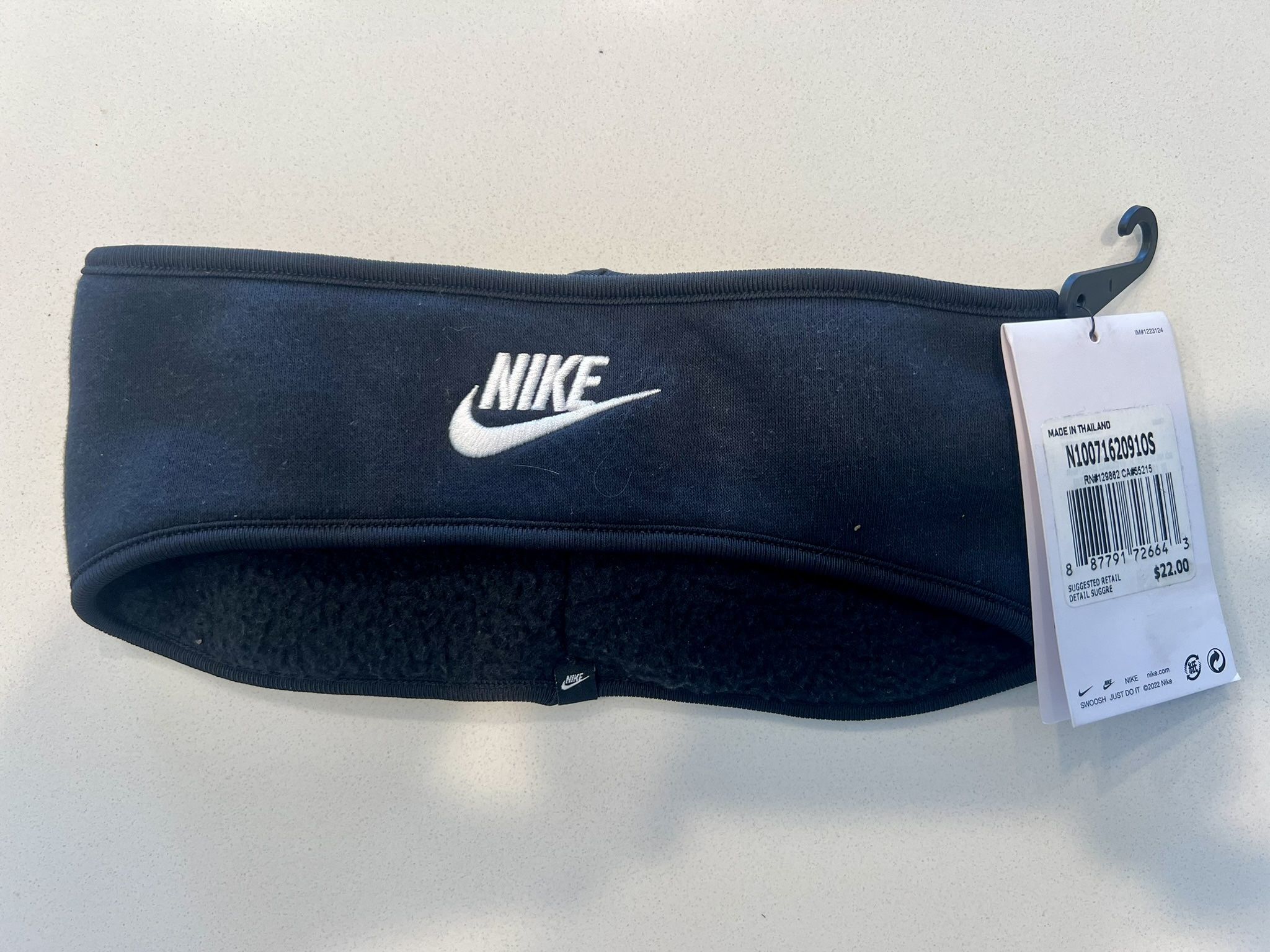 Nike Adult Club Fleece Headband, Black, One Size, NWT