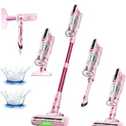 TRUCOZI Cordless Stick Vacuum Cleaner HEPA Pet Hair One-Touch Pink Black
