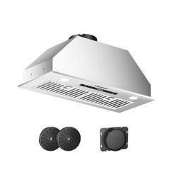 36 in. 600 CFM Convertible Ducted to Ductless Insert Range Hood in Stainless Steel w/ Baffle Filter, LED Gesture Control