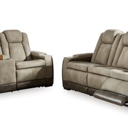 Next-Gen Durapella Performance Fabric Dual Power Reclining Sofa and Loveseat