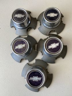 Set of 5 Vintage Chevrolet Bowtie Wheel Center Caps / Hubcaps – OEM