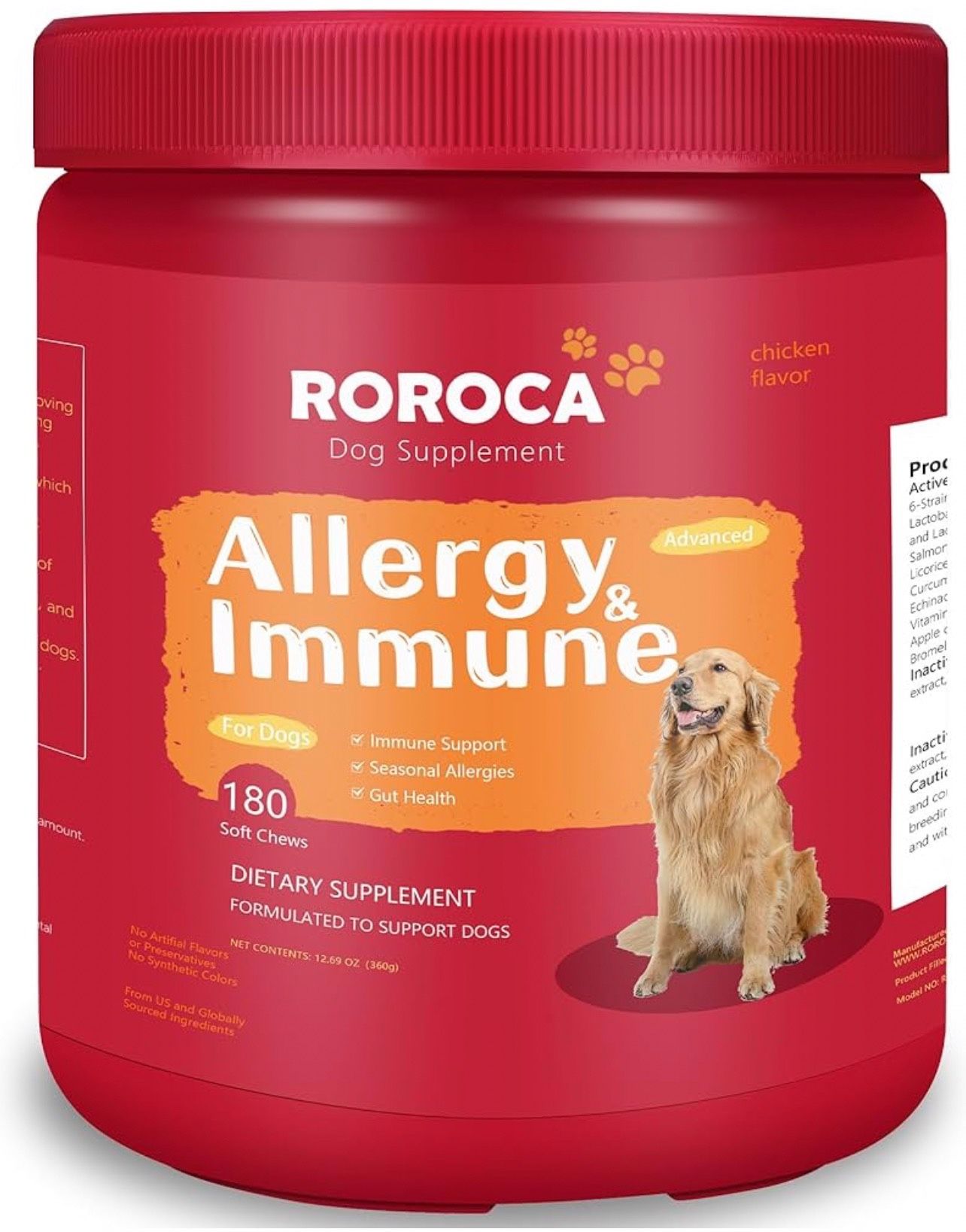 Dog Allergy Chews, Itch Relief for Dogs, Allergy Relief and Immune Supplement,Probiotics for Dogs,Support Seasonal Allergies, Gut & Digestive Health(P