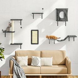 NEW - 5pcs Cat Wall Shelves, Wall-Mounted Cat Climber Set, Floating Cat Perches, Cat Tree, Cat House, Cat Scratcher, Wall Cat Climbing Frame for Small
