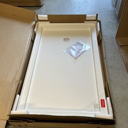 DreamLine SlimLine 60 in. x 36 in. Single Threshold Shower Pan Base in White with Right Hand Drain