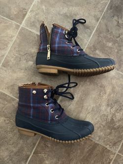 Duck Boots Navy/plaid