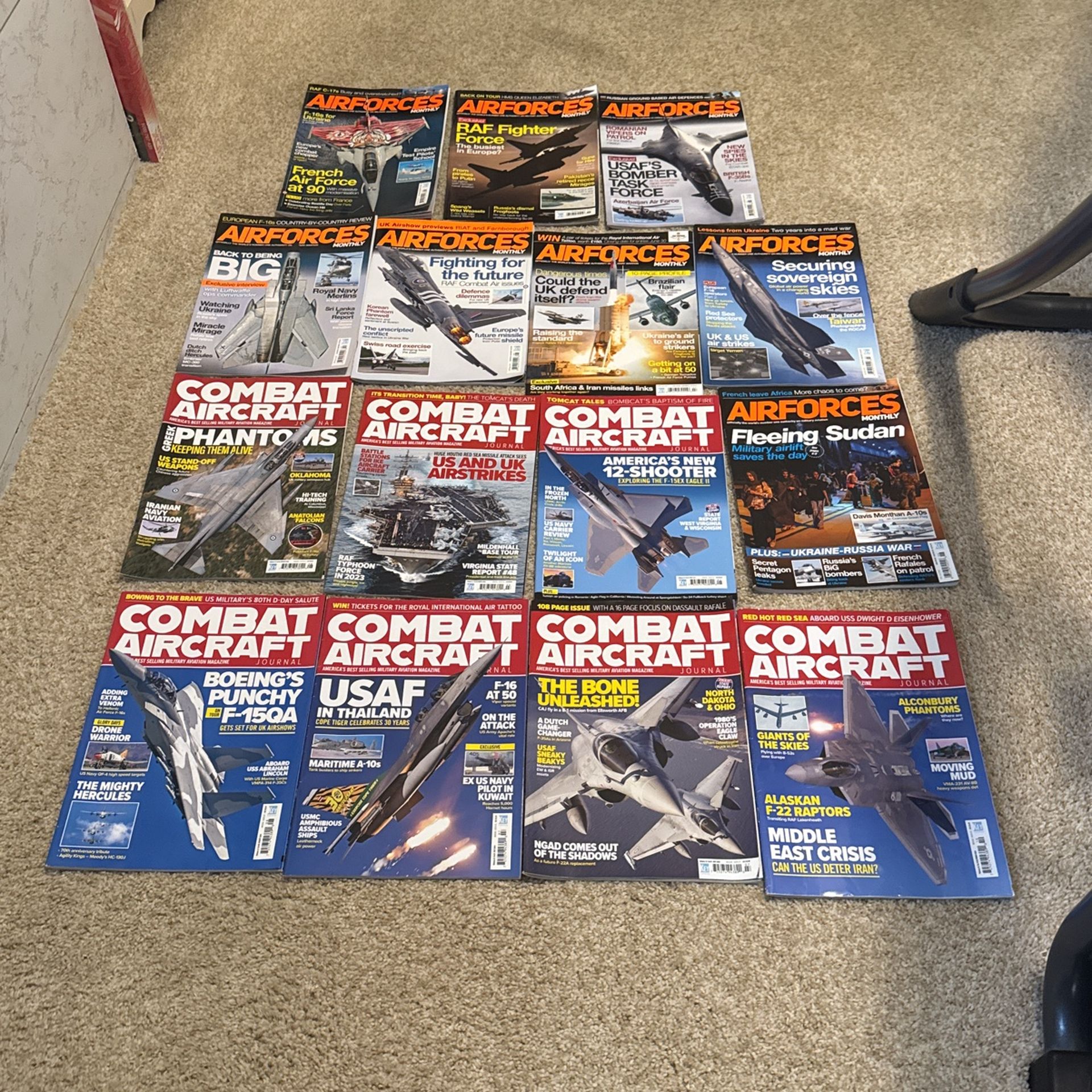 Air Force Magazine Lot Of 15 (combat Aircraft & Airforces Monthly)