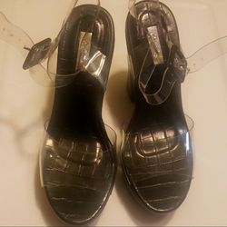 Qupid Black With Clear Heels