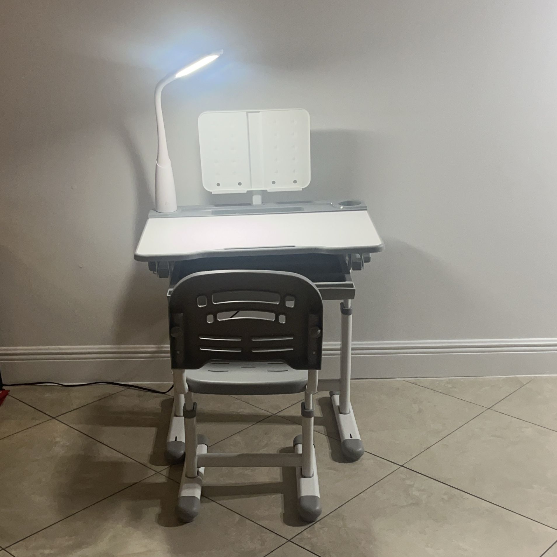 Adjustable Student Desk with LED Lamp
