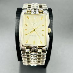 Vintage Elgin Natural Diamond Gold Silver Tone-New Battery 