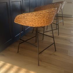 Set of 3 Woven Rattan Counter Stools $100 OBO