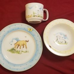 Williamsburg Reed & Barton FARMYARD FRIENDS Plate, Bowl and Cup Set
