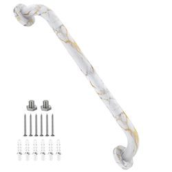 White Gold Marble Shower Grab Bar 20 Inch-1“ Diameter, Zepolu Stainless Steel Safety Bar