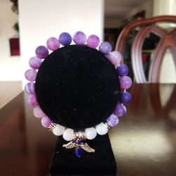 Purple Frosted Bracelet with Angel Charm