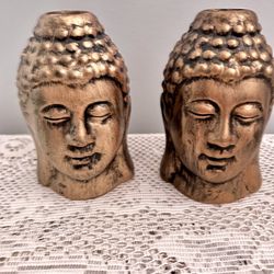 Set Of 2 Petite Ceramic Buddha Candle Holders