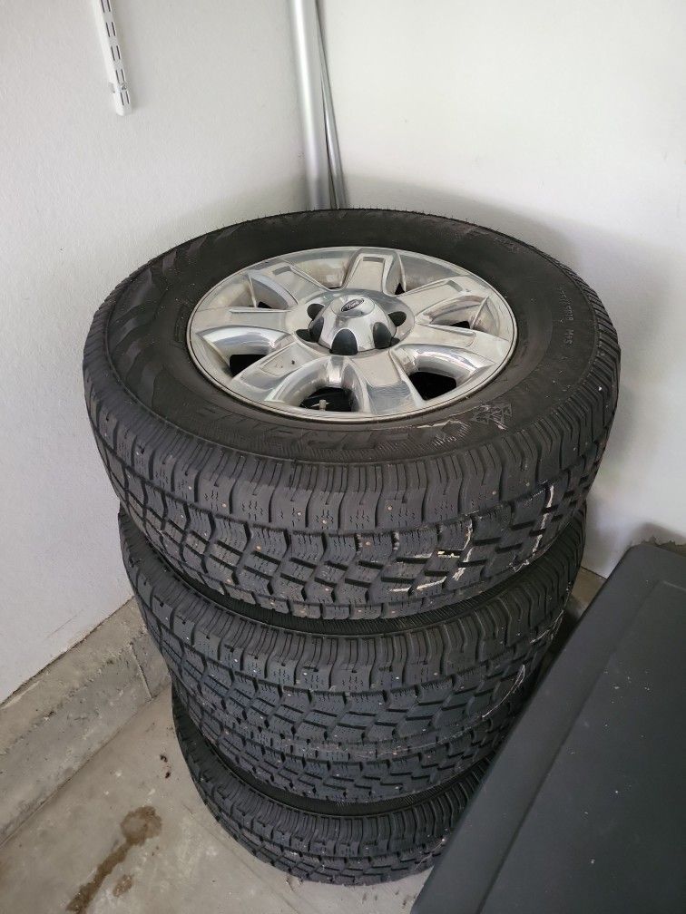 275 65 R18 Studded Snow Tires On Wheels F150
