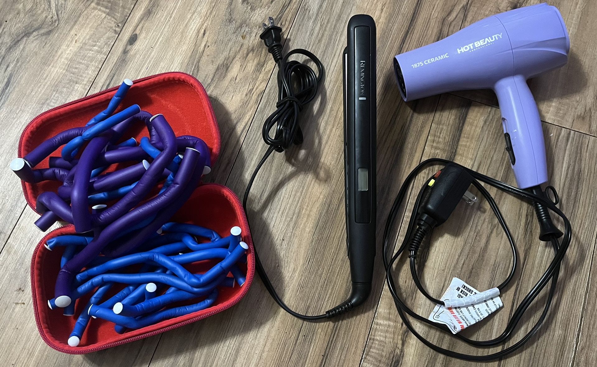 Lot of Hair Styling Tools Straightener, Blow Dryer, and Curlers