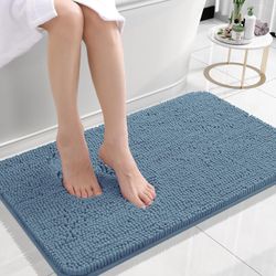 Bathroom Rugs 24x16, Extra Soft Absorbent Chenille Bath Rugs, Rubber Backing