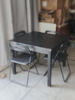 Black Wooden Table W/ Chairs