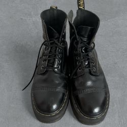 Dr. Martens Sinclair black smooth real leather lace up platform boots