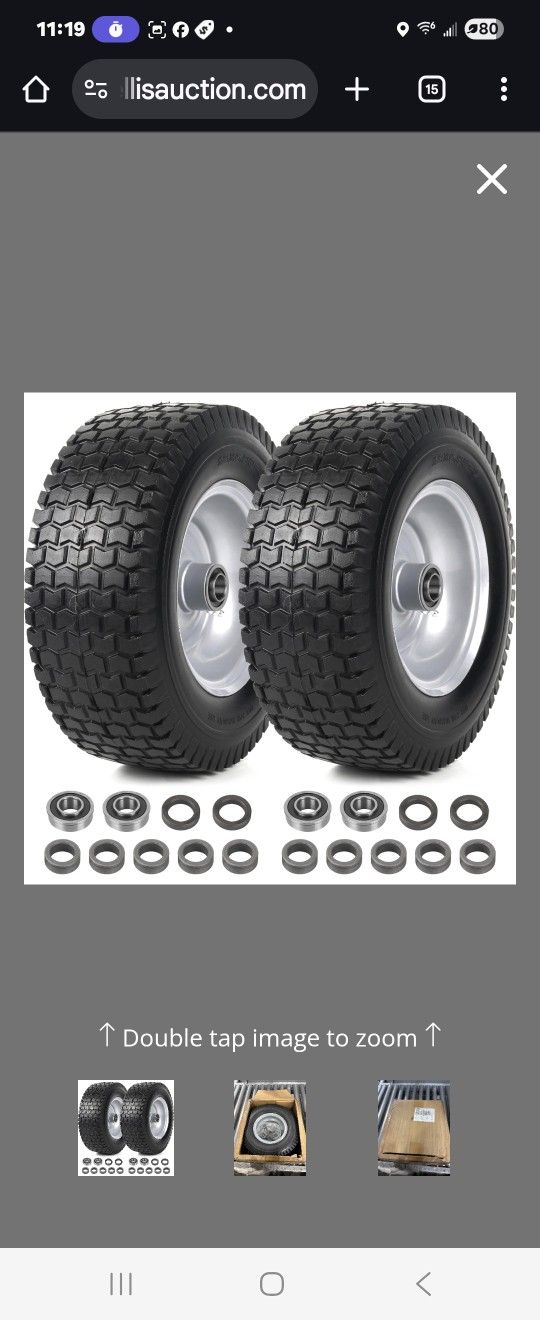 AR-PRO (2-Pack) 13x5.00-6 Flat Free Tire and Wheel Assemblies - Compatible for 13 x 5 x 6 Solid Riding Lawn Mower Tires and Wheel - With 3" Centered H