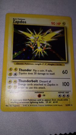 Pokemon Zapdos From Unlimited Set